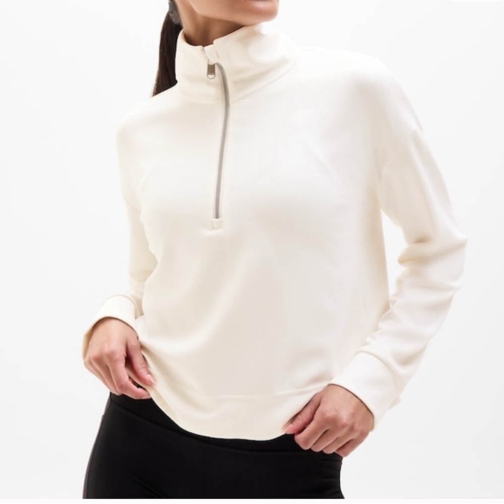 Athleta Seasoft Quarter Zip - Soft White